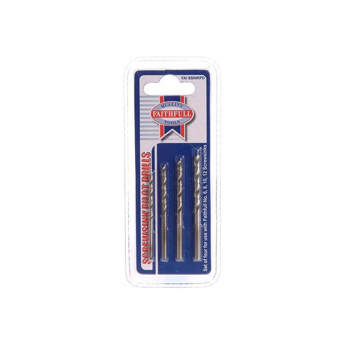 Faithfull Screwsink Pilot Drill Set, 4 Piece Faithfull - Town Tools