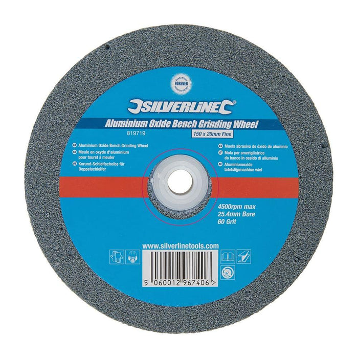 Silverline Aluminium Oxide Bench Grinding Wheel 150 x 20mm Fine Silverline - Town Tools 