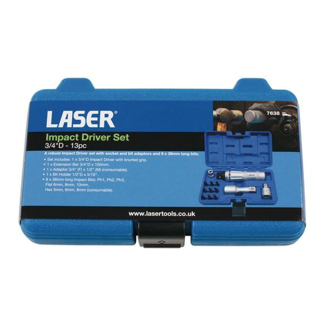 Laser Impact Driver Set 3/4"D 13pc 7638 Laser - Town Tools 