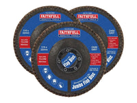 Faithfull Zirconia Abrasive Jumbo Flap Disc 115 x 22mm 80 Grit (3 Pack)