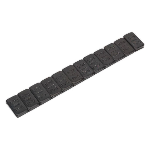 Sealey Wheel Weight 5g Adhesive Zinc Plated Steel Black Strip of 12 Pack of 50 Sealey - Town Tools 