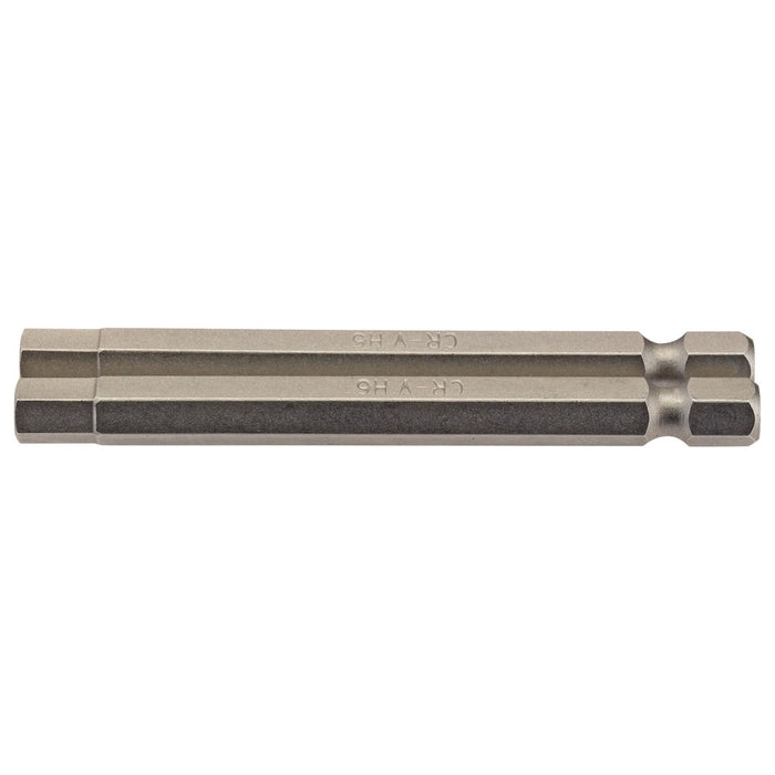 Draper Hexagonal Insert Bit, 6mm, 1/4" Hex, 75mm Long (Pack of 2) 64340 Draper - Town Tools 