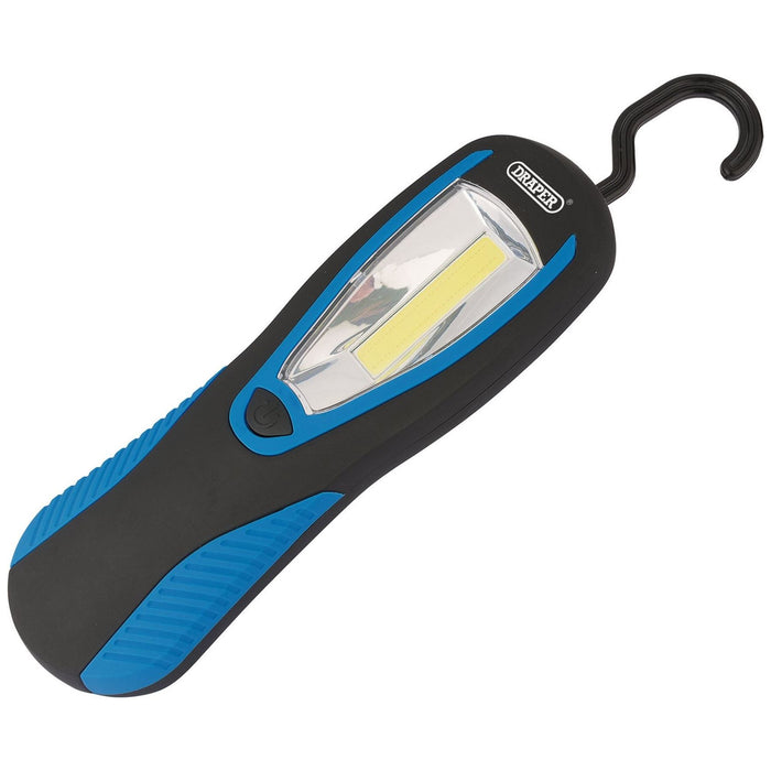 COB LED Work Light with Magnetic Back and Hanging Hook, 3W, 200 Lumens, Blue, 3 x AA Batteries Supplied Draper - Town Tools