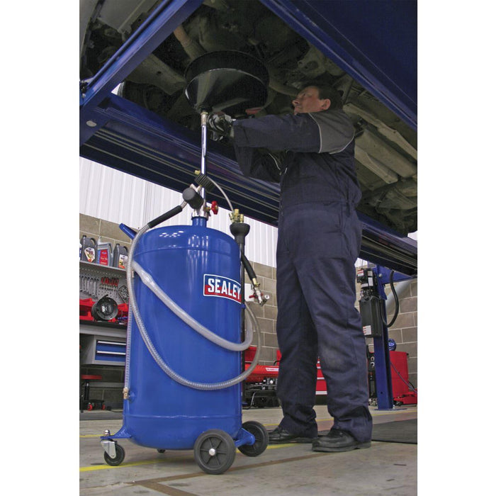 Sealey Air Discharge Mobile Oil Drainer with Probes 90L AK459DX Sealey - Town Tools 