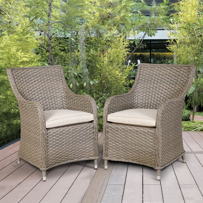 Dellonda Chester Rattan Wicker Outdoor Garden Dining Chairs 2pc DG64