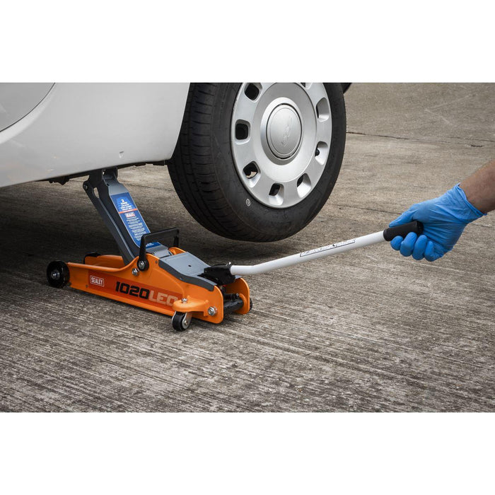Sealey Low Profile Short Chassis Trolley Jack 2 Tonne - Orange 1020LEO Sealey - Town Tools 