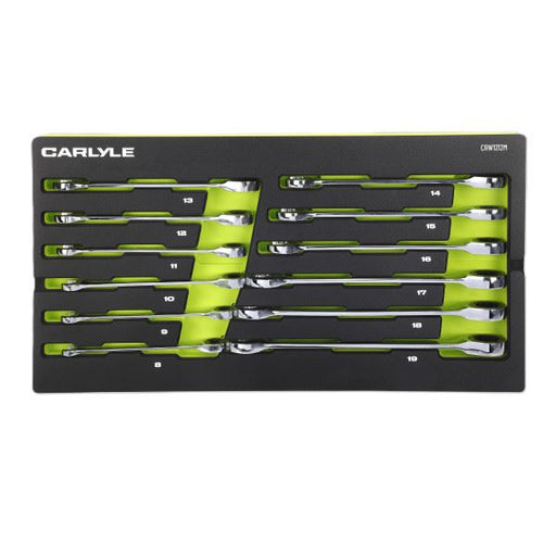 Carlyle Tools 12 Pc Metric 12 Pt 180P Ratcheting Combination Wrench Set - image 1