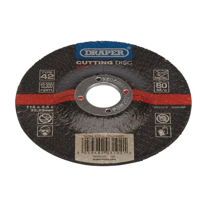 Draper DPC Metal Cutting Disc, 115 x 2.5 x 22.23mm 94784 Draper - Town Tools 