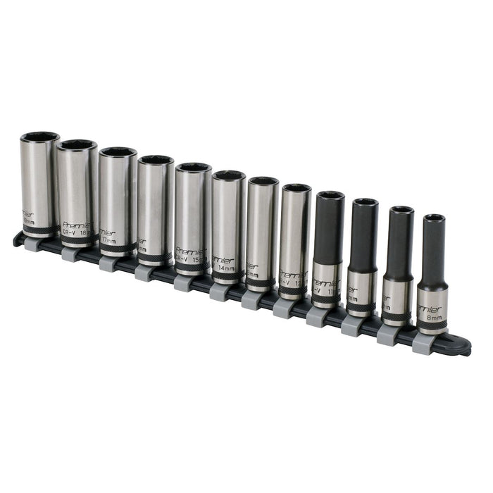 Sealey Premier Black Premier Black Deep Lock-On Socket Set 3/8"Sq Drive 12pc Sealey Premier Black - Town Tools 