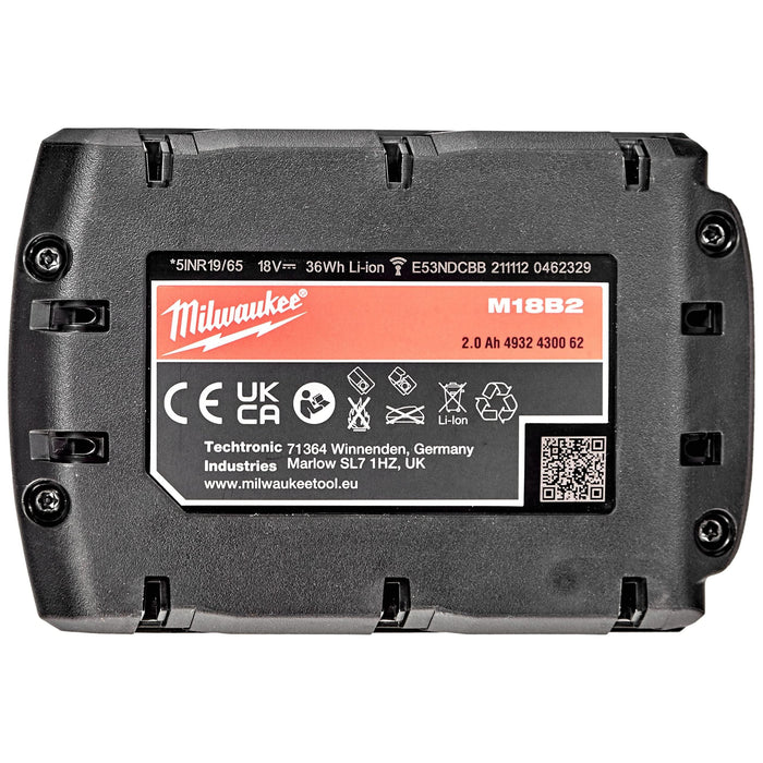 Milwaukee M18B2 M18 2.0Ah Lithium-Ion Battery - Red Milwaukee - Town Tools