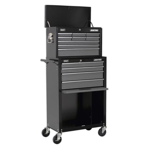 Sealey Topchest & Rollcab Combination 13 Drawer with Ball-Bearing Slides Black/G Sealey - Town Tools 