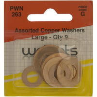 Wot-Nots Copper Washers - Assorted Large - Pack Of 9