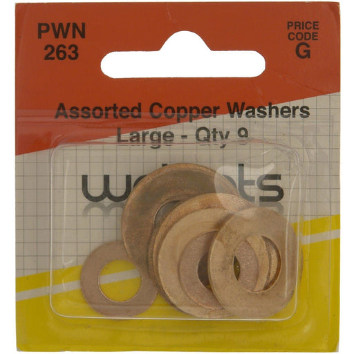 Wot-Nots Copper Washers - Assorted Large - Pack Of 9 Wot-Nots - Town Tools 