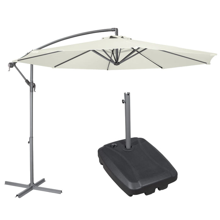 Dellonda Banana Parasol with Cover & Base 3m - Cream DG271