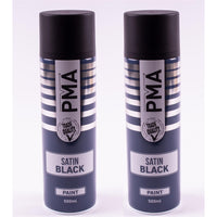 2 X Autotek Satin Black Paint Spray Aerosol 500Ml High Coverage Satin Black