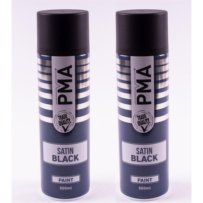 2 X Autotek Satin Black Paint Spray Aerosol 500Ml High Coverage Satin Black