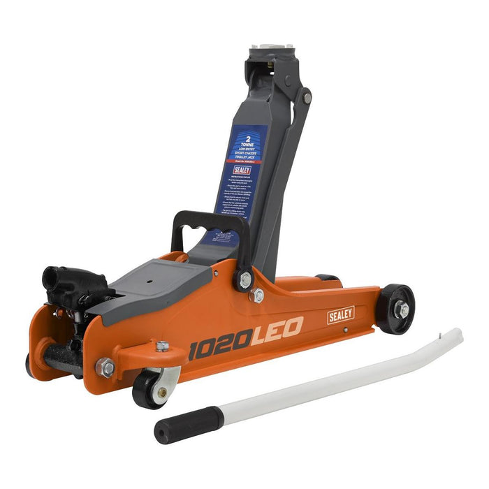 Sealey Low Profile Short Chassis Trolley Jack 2 Tonne - Orange 1020LEO Sealey - Town Tools 