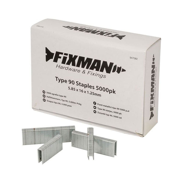 Fixman Type 90 Staples 5000pk 5.80 x 16 x 1.25mm Fixman - Town Tools 