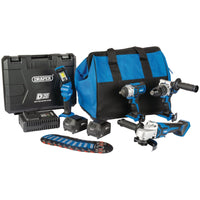 Draper D20 20V Workshop Kit, 1 x 3.0Ah Battery, 1 x 4.0Ah Battery, 1 x Fast Char