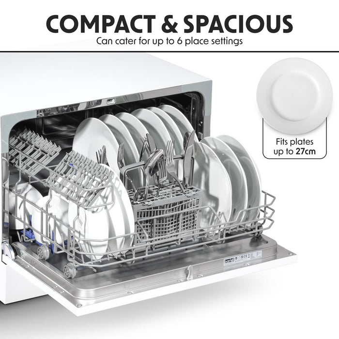 Baridi Tabletop Dishwasher 6 Place Settings 6.5L Capacity - White DH83 Baridi - Town Tools 