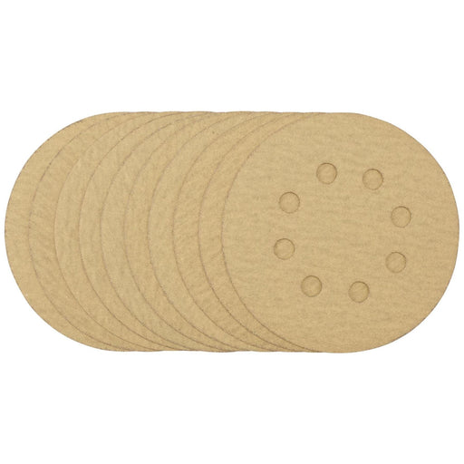 Draper Gold Sanding Discs with Hook & Loop, 125mm, 180 Grit (Pack of 10) 58113 Draper - Town Tools 