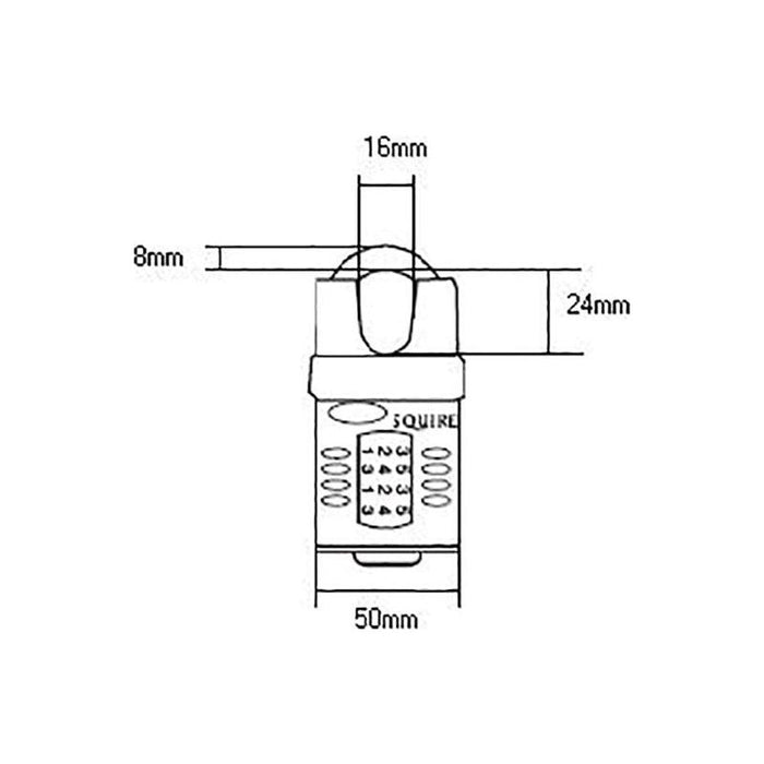 Squire CP50CS Combination Padlock 4-Wheel Closed Shackle 50mm Squire - Town Tools