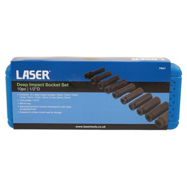 Laser Deep Impact Socket Set 1/2"D 10pc 7041 Laser - Town Tools 