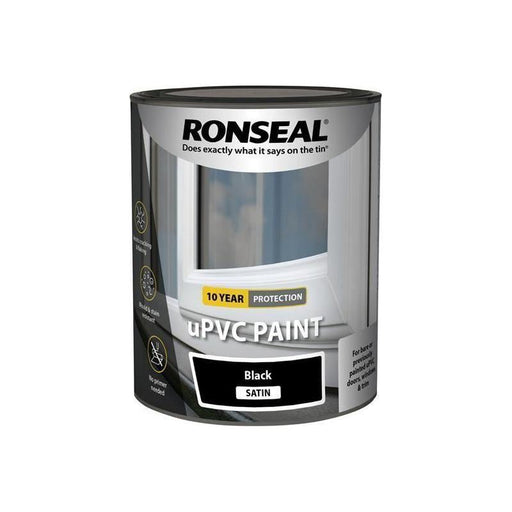Ronseal uPVC Paint Black Satin 750ml Ronseal - Town Tools