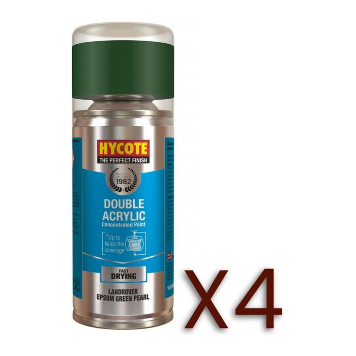 4x Hycote Aerosol Paint for Land Rover Epsom Green (Pearlescent)150ml Hycote - Town Tools 