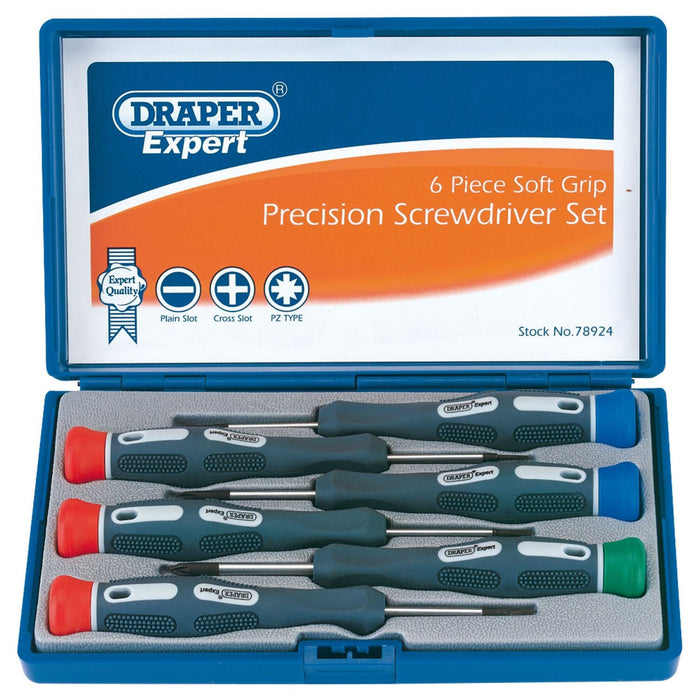 Draper Soft Grip Precision Screwdriver Set (6 Piece) 78924 Draper - Town Tools 