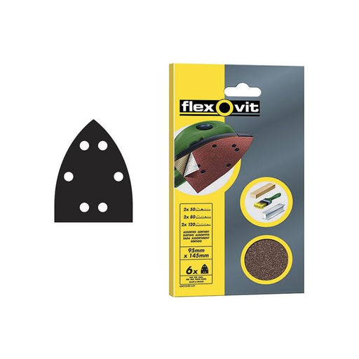 Flexovit Detail Hook & Loop Sanding Sheets 95x145mm Coarse 60Grit (Pack 6) Flexovit - Town Tools