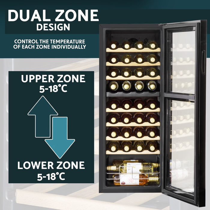 Baridi 36 Bottle Dual Zone Wine Fridge & Cooler DH91