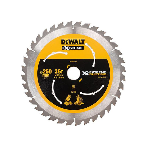 Dewalt Power Tools Extreme Runtime FlexVolt Mitre Saw Blade 250 x 30mm x 36T DeWALT Power Tools - Town Tools