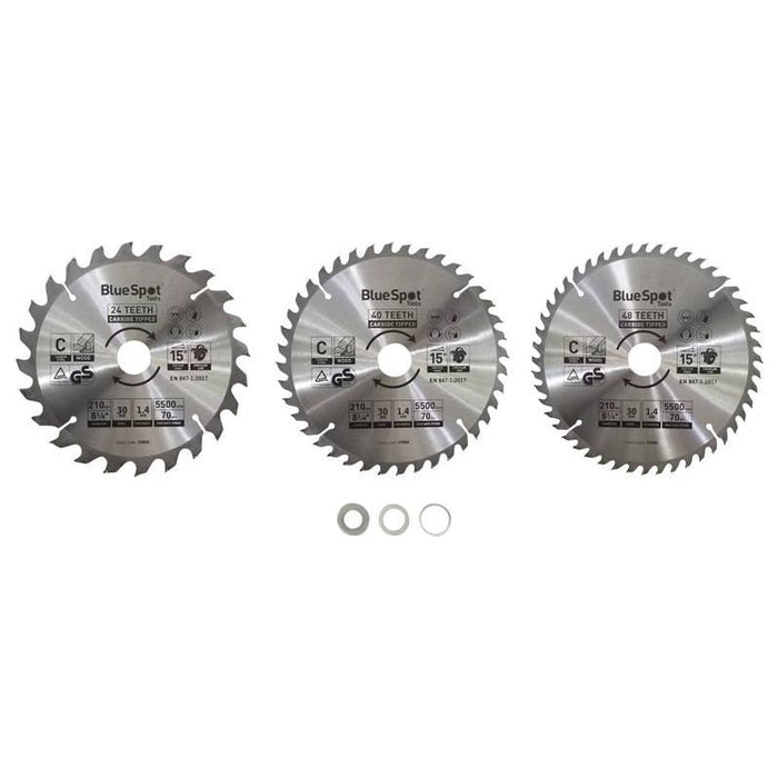 Bluespot Tools 210mm Circular Saw Blade Set, 3 Piece BlueSpot Tools - Town Tools