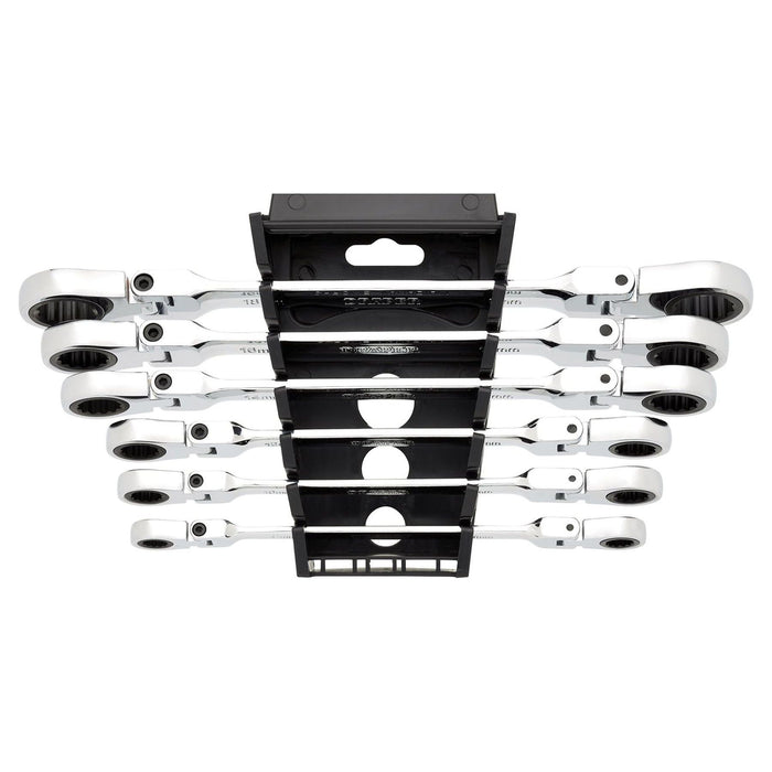 Draper HI-TORQ Metric Flexible Head Double Ring Ratchet Spanner Set (6 Piece) Draper - Town Tools