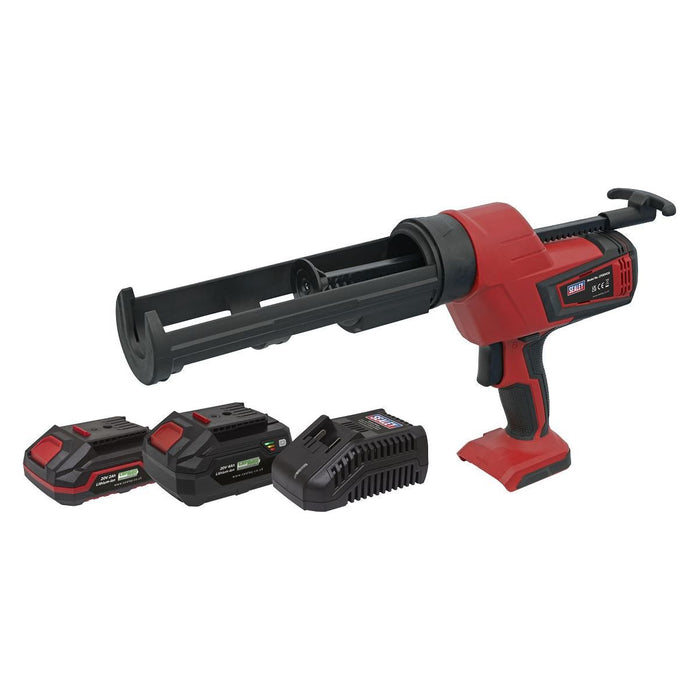 Sealey Cordless 20V SV20 Series 310ml Caulking Gun Kit- 2 Batteries CP20VCGKIT Sealey - Town Tools 