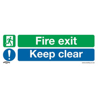 Sealey Safe Conditions Safety Sign Fire Exit Keep Clear (Large) Rigid Plastic Pa