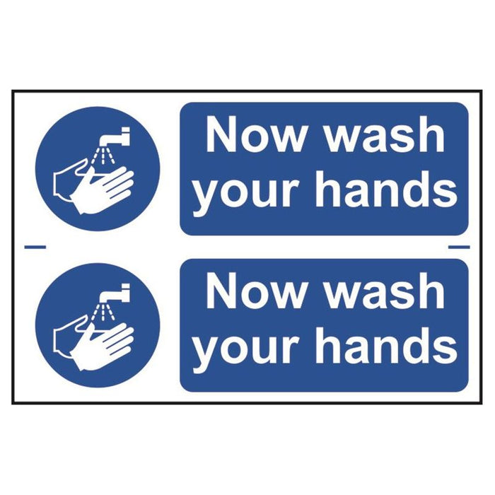 Scan Now Wash Your Hands - PVC Sign 300 x 200mm Scan - Town Tools