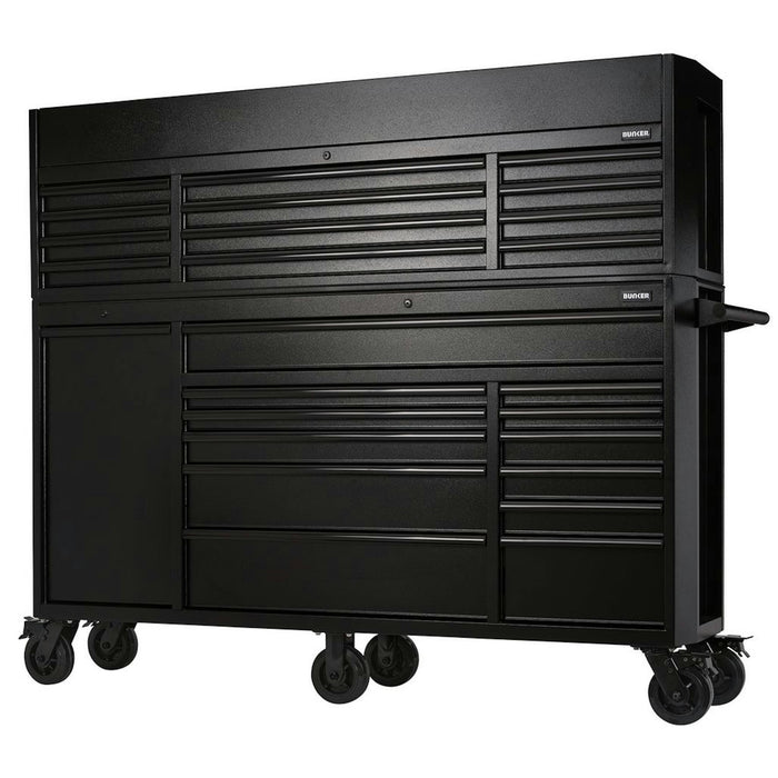 Draper BUNKER 25 Drawer Combined Roller Cabinet and Tool Chest, 72", Black
