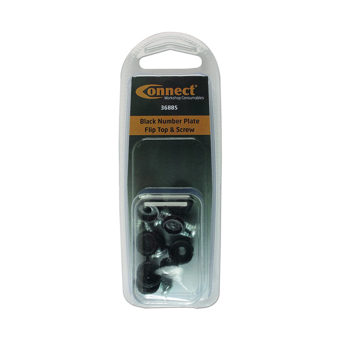 Connect Black Number Plate Flip Top & Screw 5pc 36885 Connect Workshop Consumables - Town Tools 