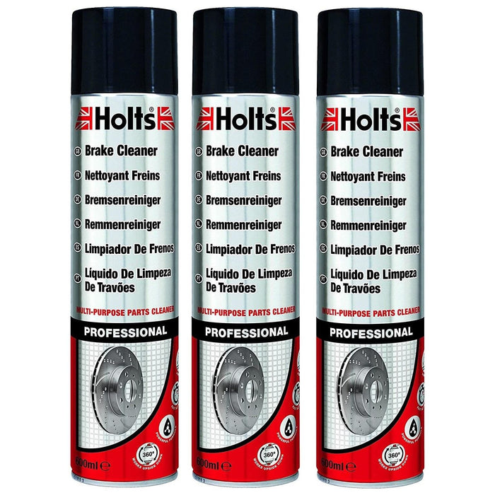 3x Holts Professional Brake & Clutch Cleaner Spray Grime Degreaser Remover 600ml