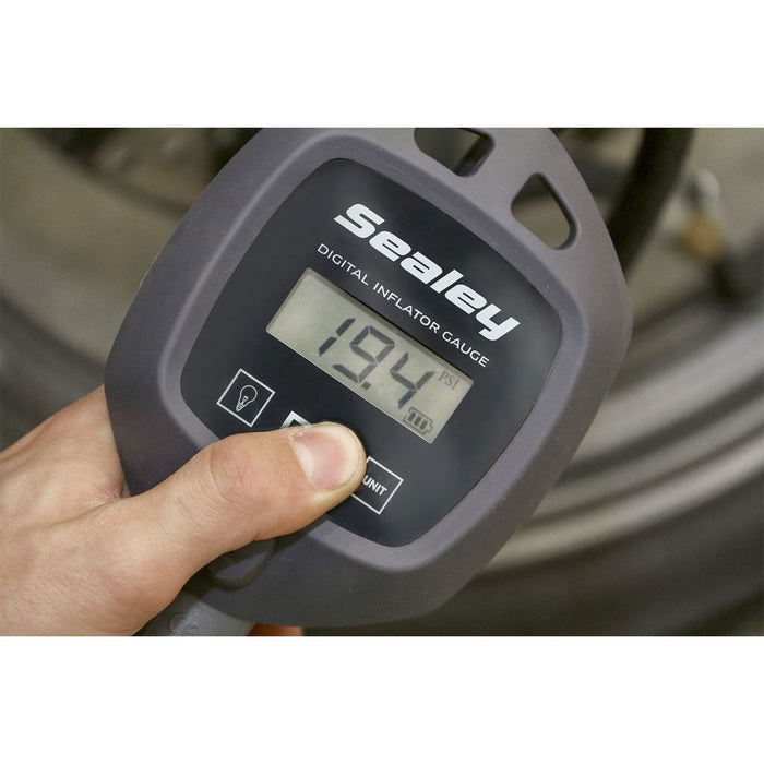 Sealey Digital Tyre Inflator with Clip-On Connector SA394 Sealey - Town Tools 