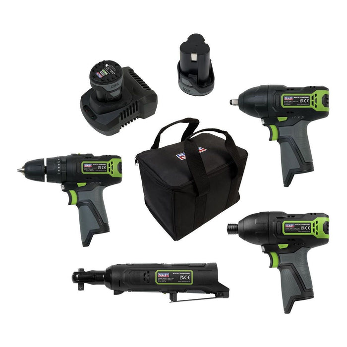 Sealey 4 x 10.8V SV10.8 Series Cordless Combo Kit 2 Batteries CP108VCOMBO2 Sealey - Town Tools 