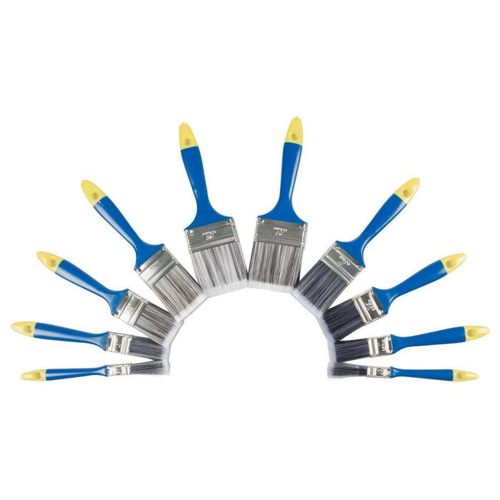KINZO Paint Brushes x 10 Synthetic Flat Brush Paint Brush DIY Home Decorating Kinzo - Town Tools