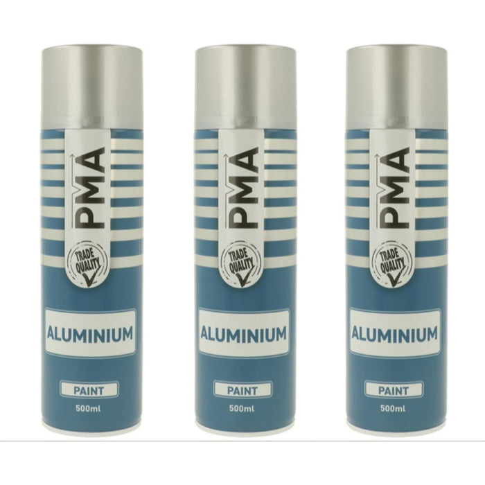 3x PMA Professional Aluminium 500ml Spray Paint High Coverage PMA - Town Tools 