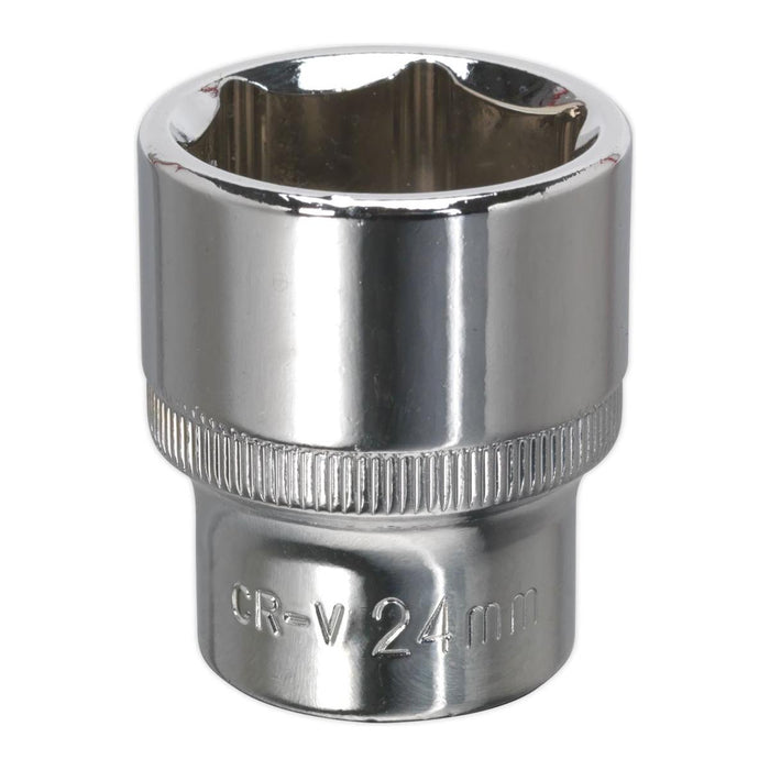 Sealey WallDrive Socket 24mm 1/2"Sq Drive Fully Polished SP1224 Sealey - Town Tools 