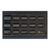 Draper Impact Socket Set in 1/4 Drawer EVA Insert Tray, 1/2" Sq. Dr. (15 Piece)