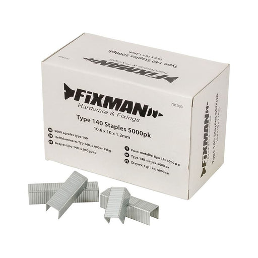 Fixman Type 140 Staples 5000pk 10.55 x 10 x 1.26mm Fixman - Town Tools 