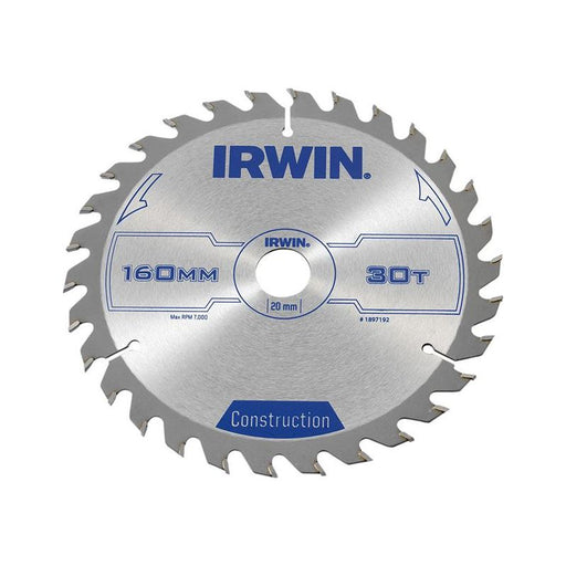Irwin® Construction Circular Saw Blade 160 x 20mm x 30T ATB IRWIN® - Town Tools