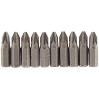 Draper PZ Type Insert Bit, 1/4" Hex, 25mm Long, No.2 (Pack of 10) 64048